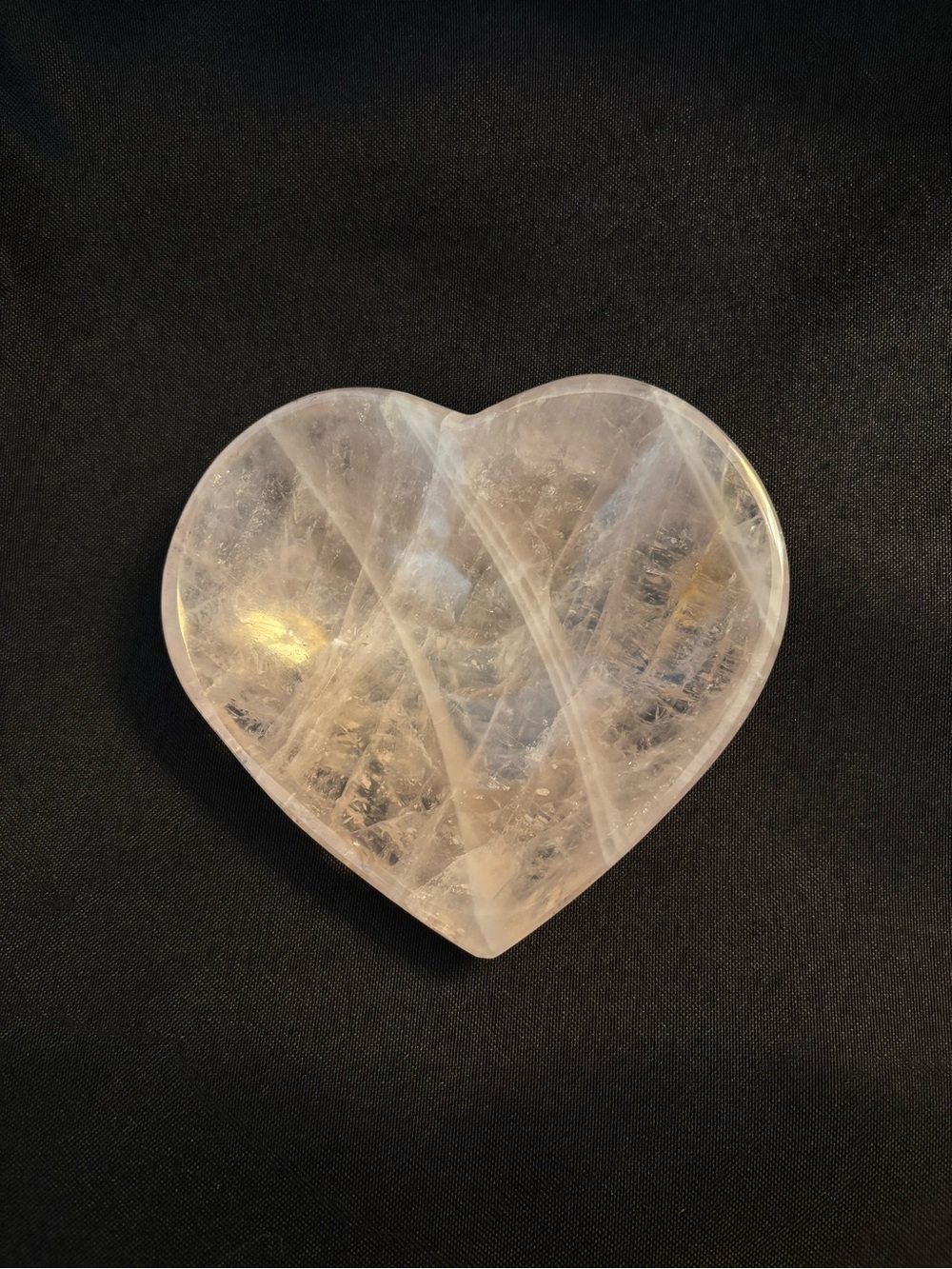 Natural Crystal Rose Quartz Heart Bowl Decorative Accent